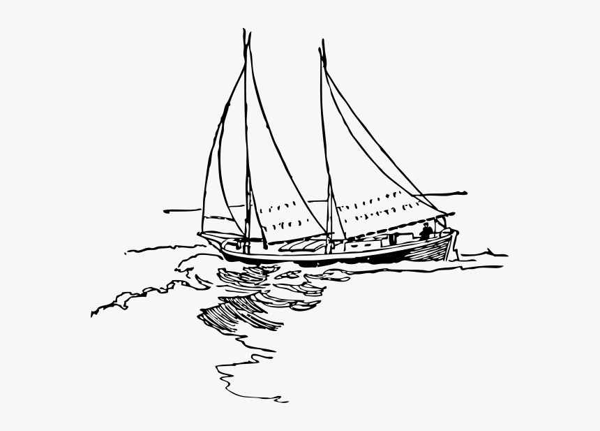 Schooner Rigged Sharpie Png Clip Arts - Black And White Clipart Fishing Boat, Transparent Png, Free Download