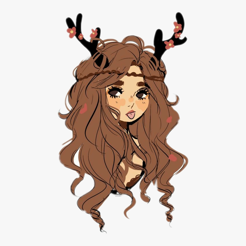 Cartoon Girl With Brown Hair Cute Aesthetic Girl Drawing