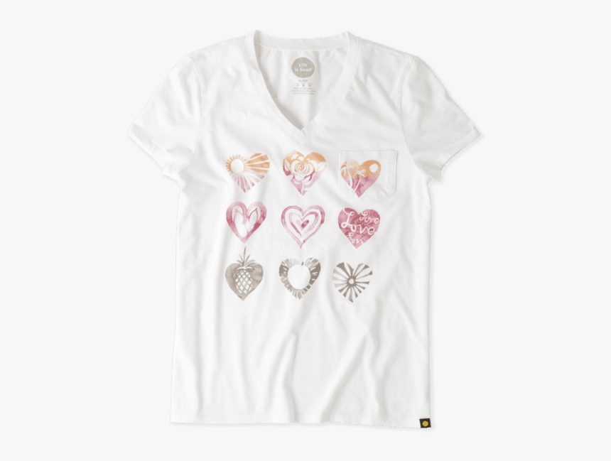 Women"s Watercolor Heart Images Pocket Sleep Vee - Active Shirt, HD Png Download, Free Download