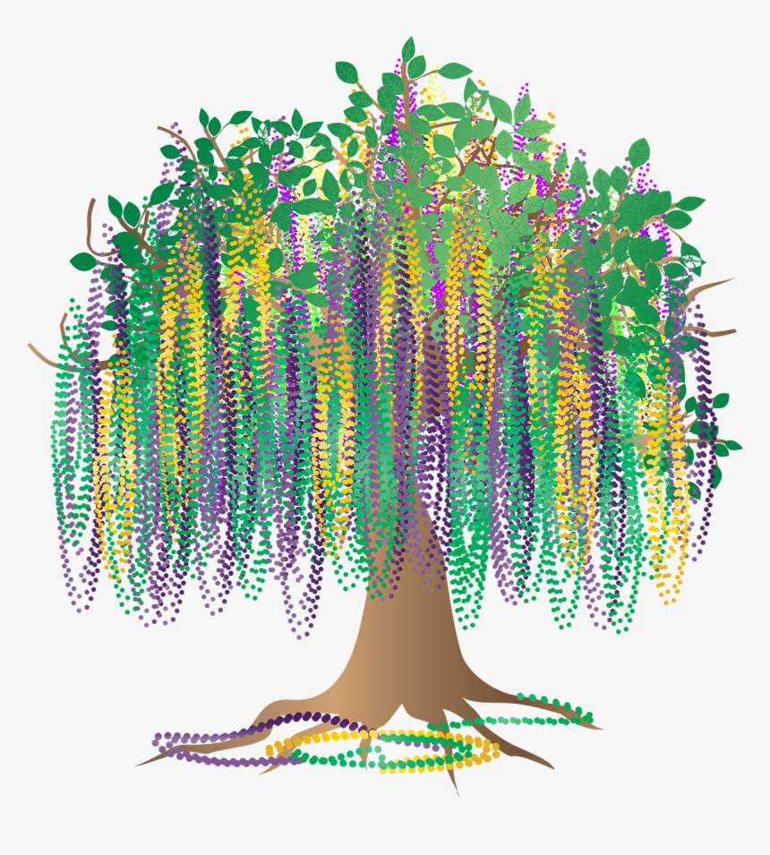 Graphic, Bead Tree, Bourbon Street, Mardi Gras, Tree - Mardi Gras Bead Png, Transparent Png, Free Download