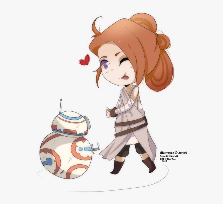 Bb8 Cliparts - Cartoon Cute Rey And Bb8 Star Wars, HD Png Download, Free Download