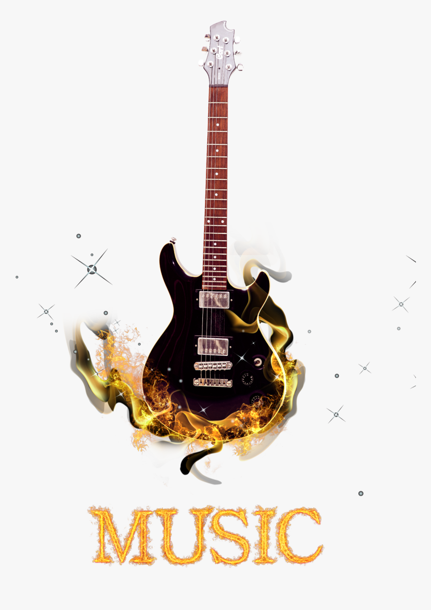 Guitar Instrument Burn Electric Musical Free Transparent - Electric Guitar, HD Png Download, Free Download