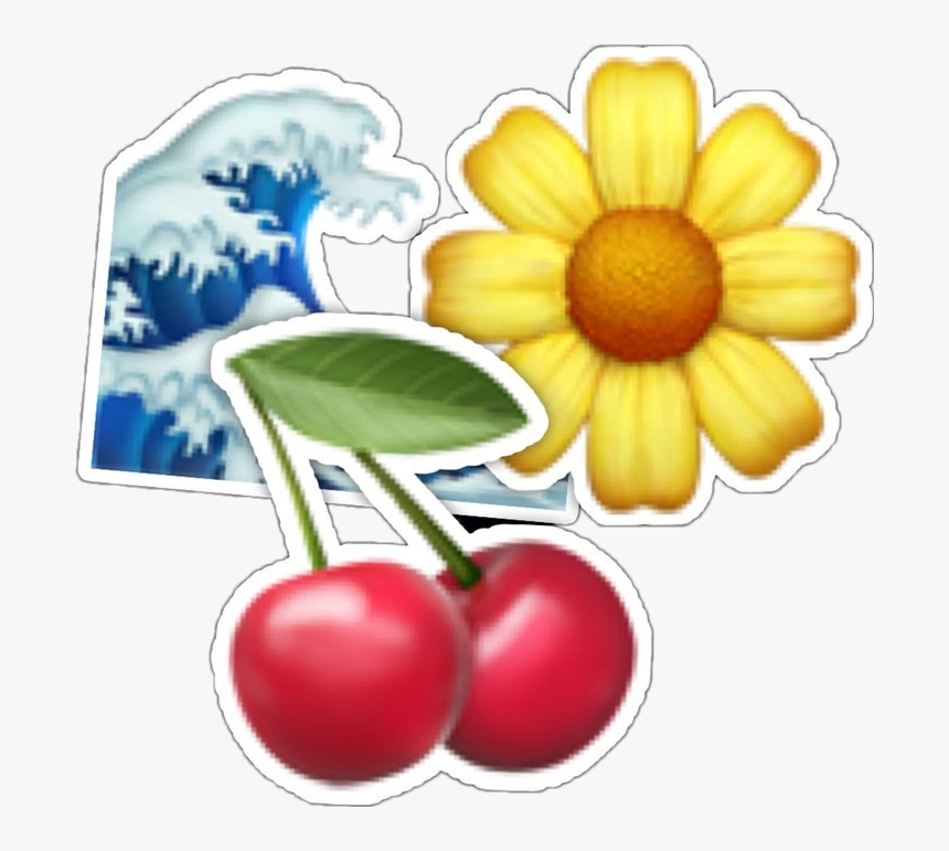 Emojis Iphone Iphoneemojis Cherries Sunflower Wave - Transparent Flower Emoji Png, Png Download, Free Download