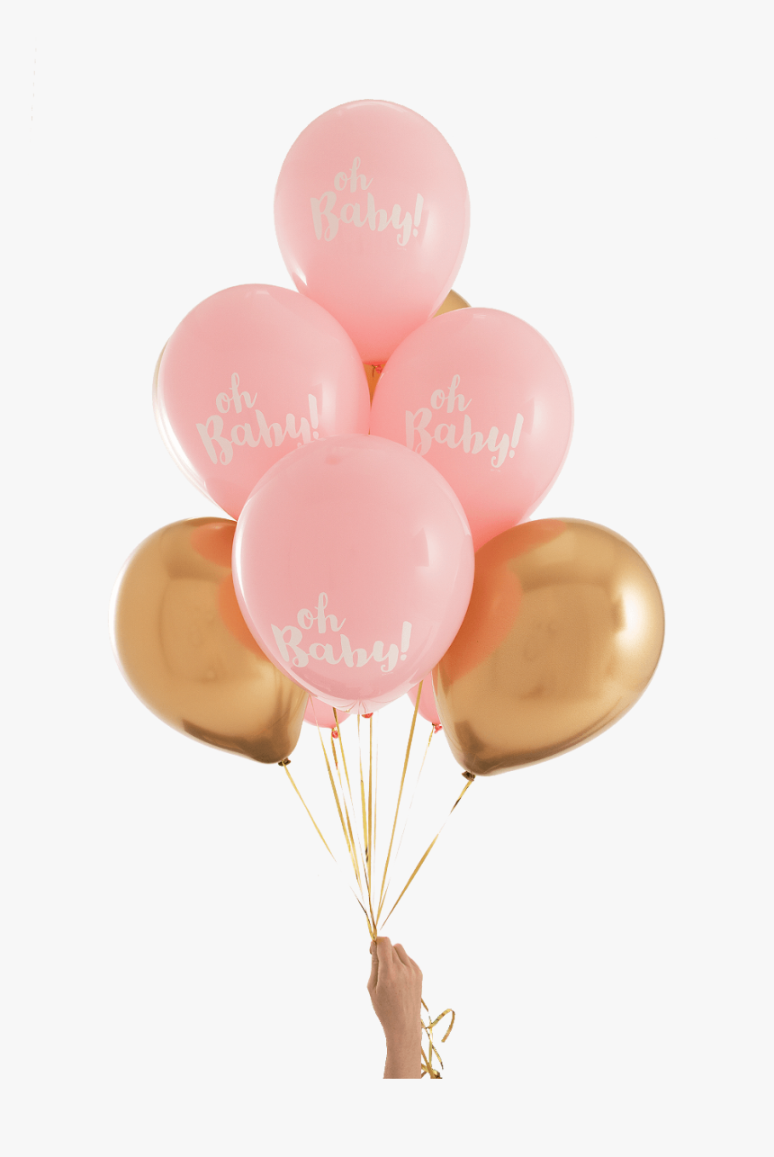 Oh Baby Pink & Gold Party Balloons - Balloon, HD Png Download, Free Download