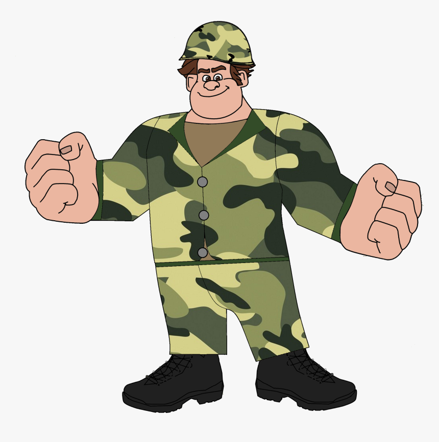 Wreck-it Ralph In A Army Suit With His Helmet - Wreck It Ralph Army, HD Png Download, Free Download