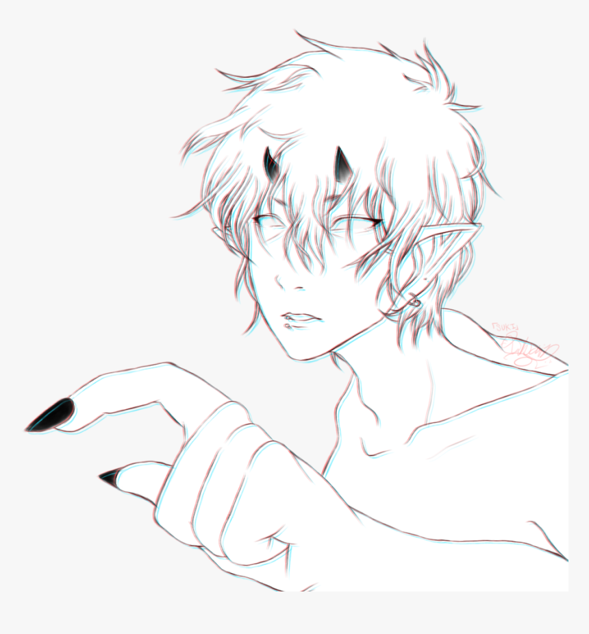 Drawing Line Art Cartoon Sketch - Anime Aesthetic Boy Transparent, HD Png Download, Free Download