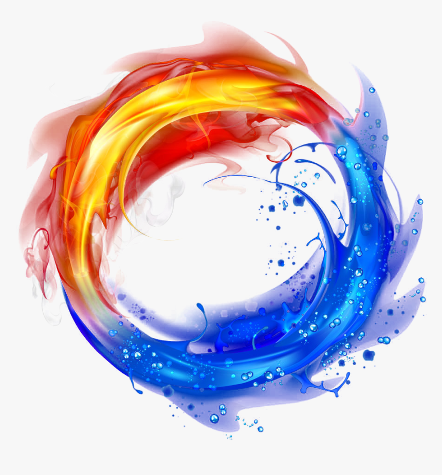 And Fire Light Effect Water Cool Clipart - Fire And Water Circle, HD Png Download, Free Download