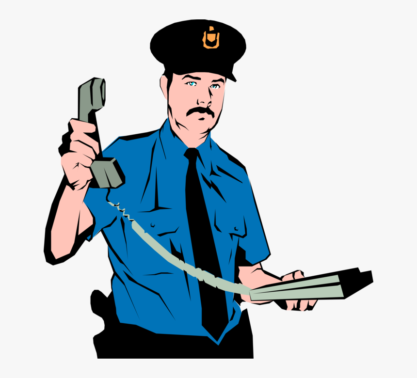 Vector Illustration Of Law Enforcement Policeman Responds - Police On Phone Png, Transparent Png, Free Download