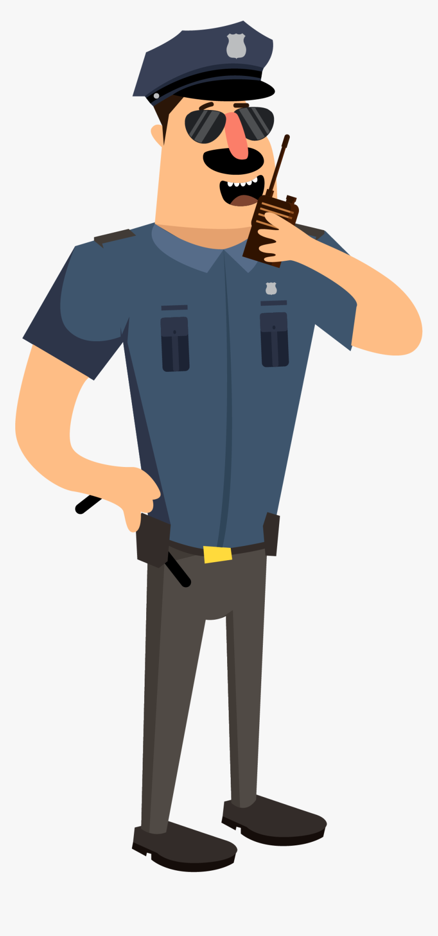 Vector Free Download Cartoon Police Illustration Walkie - Cop Illustration, HD Png Download, Free Download