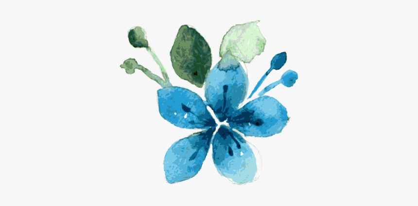 Blue Watercolor Floral - Flowers Watercolor Png Blue, Transparent Png, Free Download