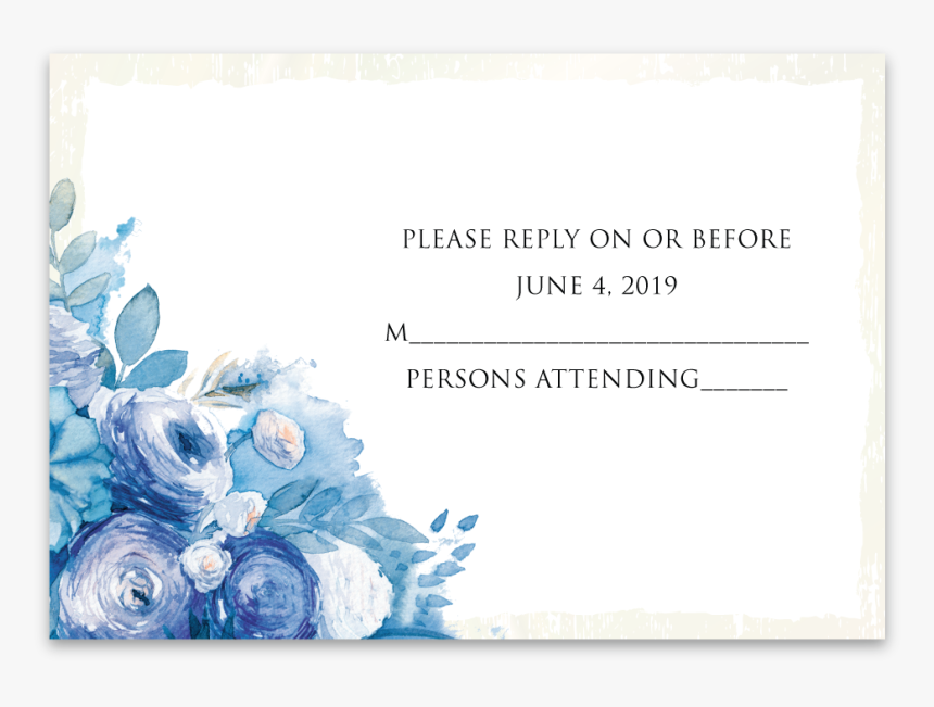 Response Card Blue Watercolor Suite - Rose, HD Png Download, Free Download