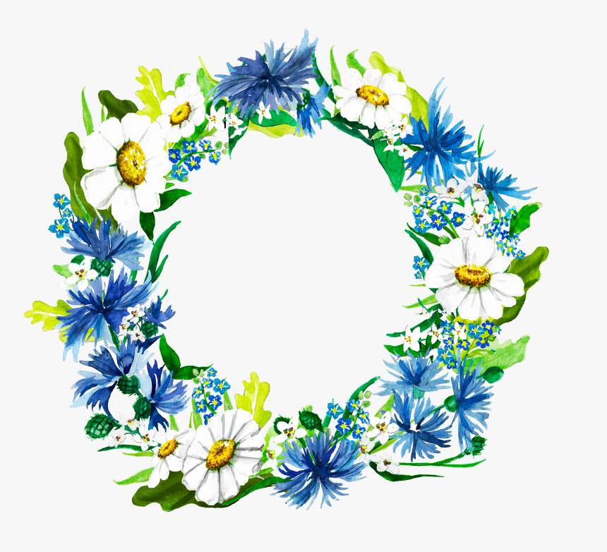 Watercolor Wreath Made Of The Bluebottle, Margaret - Watercolor Painting, HD Png Download, Free Download