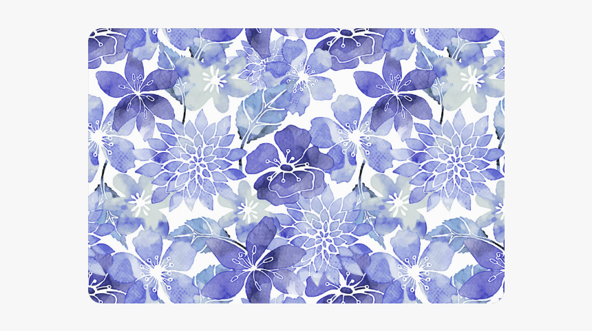 Blue Watercolor Flower Pattern Doormat - Purple Watercolor Flower Transparent, HD Png Download, Free Download