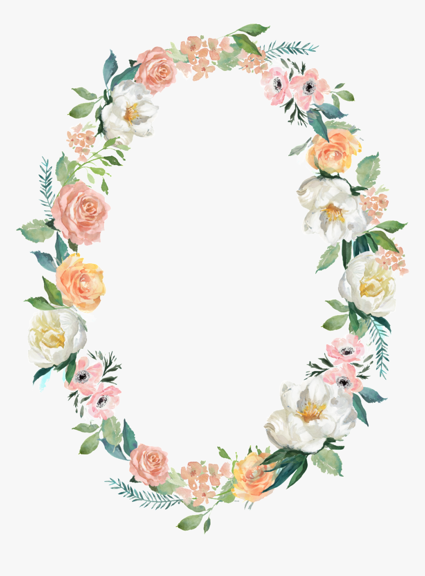 Cartoon Watercolor Wreath Decorative Border Png - Oval Flower Wreath Png, Transparent Png, Free Download