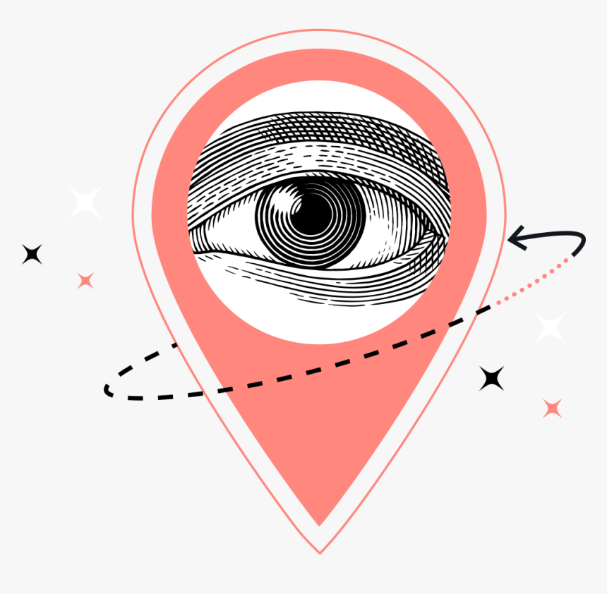 Sparkling Gps Location Pin With Eye Artwork - Circle, HD Png Download, Free Download