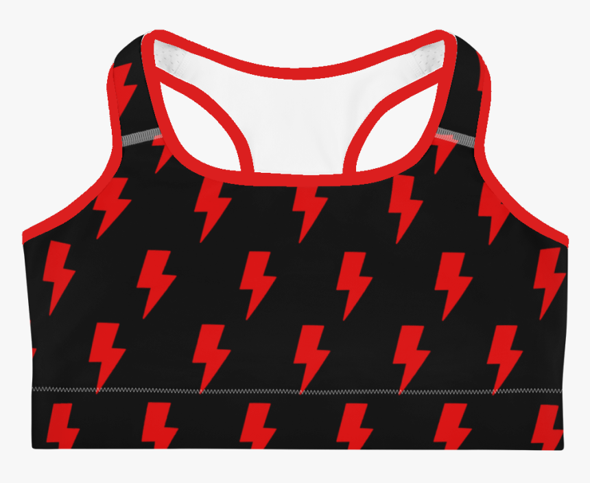Black & Red Lightning Bolts Sports Bra - Vest, HD Png Download, Free Download