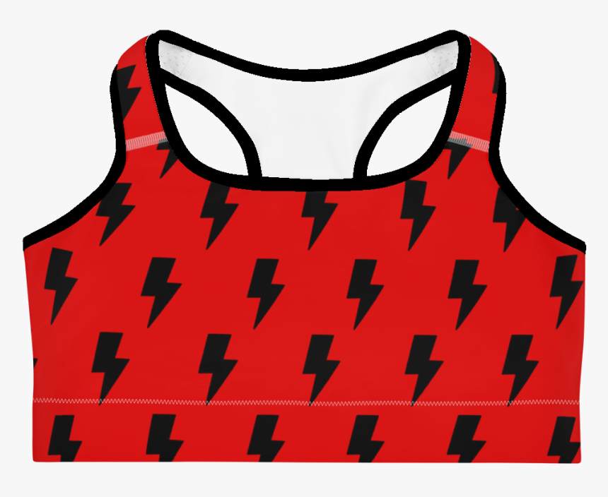 Black & Red Lightning Bolts Sports Bra - Sports Bra, HD Png Download, Free Download