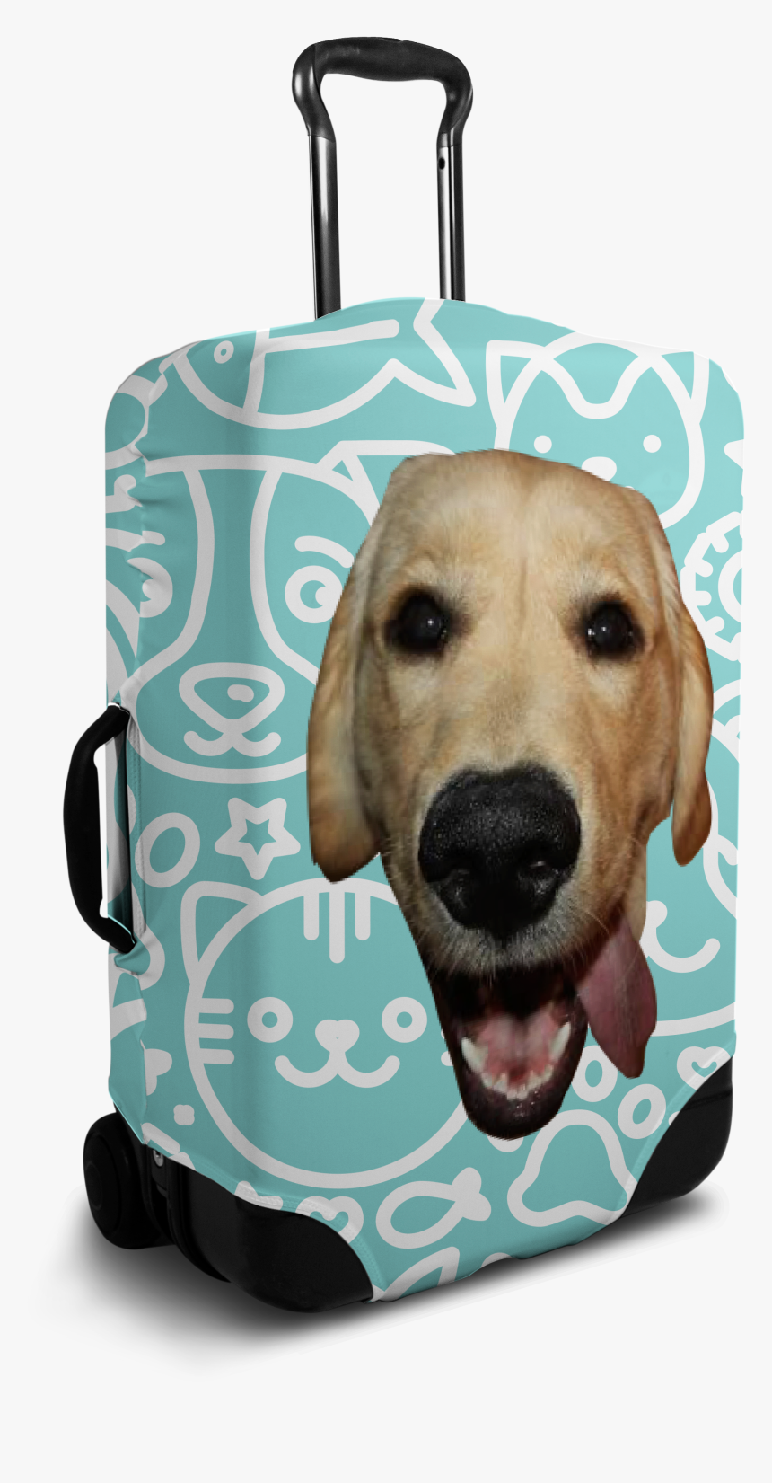 Custom Blue Luggage Cover With Personalized Dog Face - Labrador Retriever, HD Png Download, Free Download