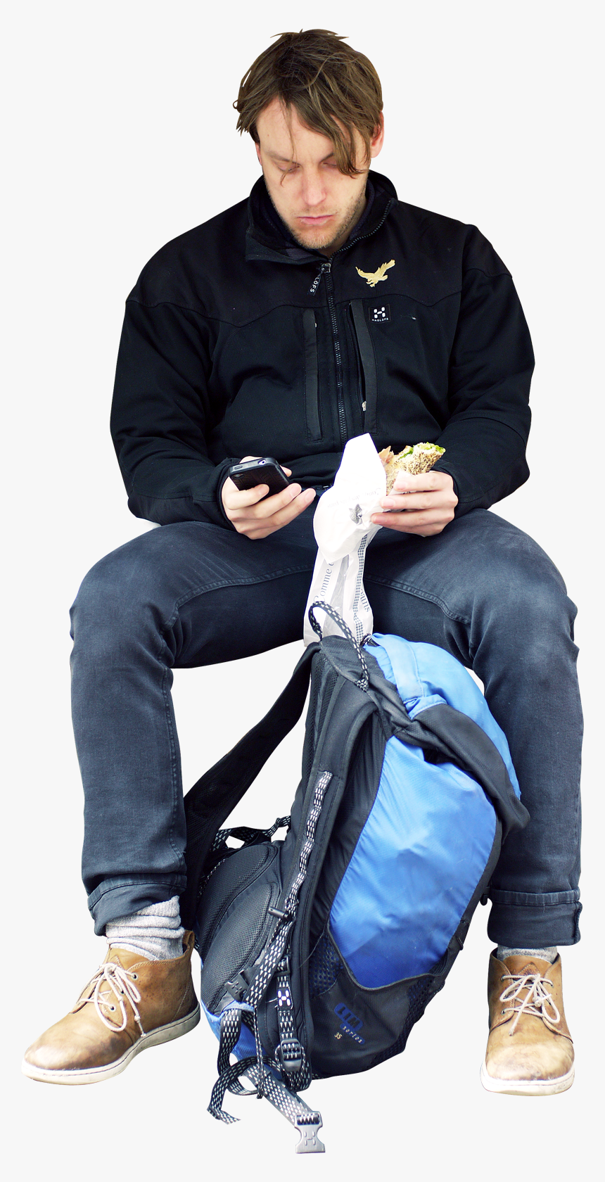 Sitting With Luggage Png, Transparent Png, Free Download