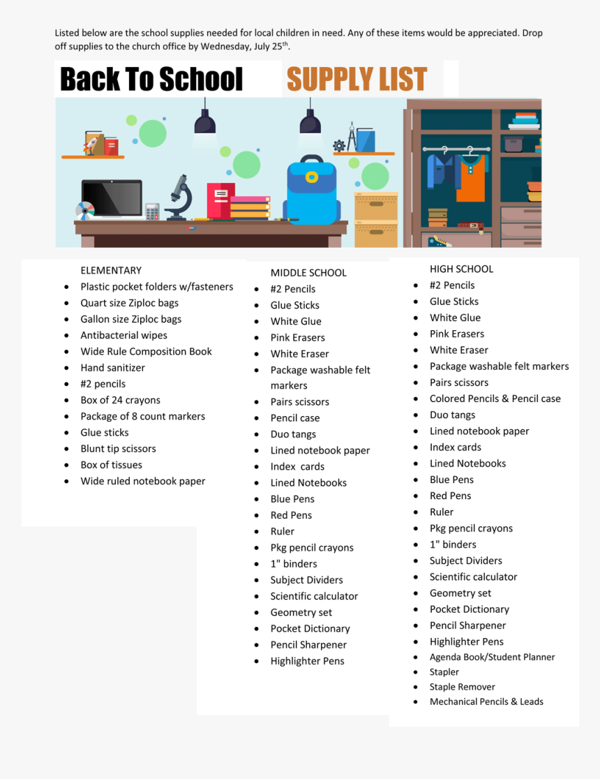 Back To School Supply List - Rocky Mountain Middle School, HD Png Download, Free Download