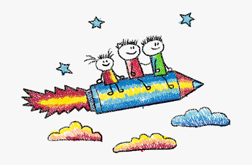 Crayons Transparent Clear - Crayon Drawing Of Rocket, HD Png Download, Free Download