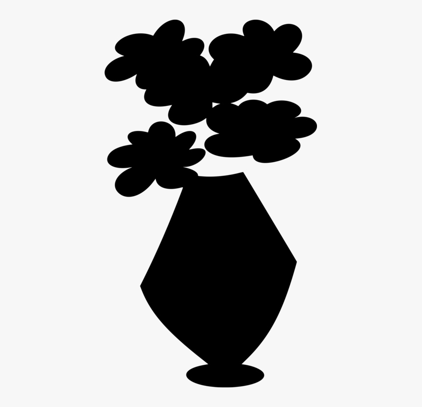 Plant,flower,silhouette - Flowers In Vase Silhouette, HD Png Download, Free Download