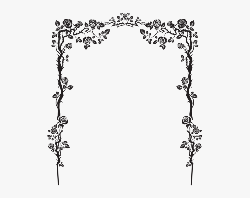 Rose Arch Decor Png Clip Art Image - Floral Border Design Black, Transparent Png, Free Download