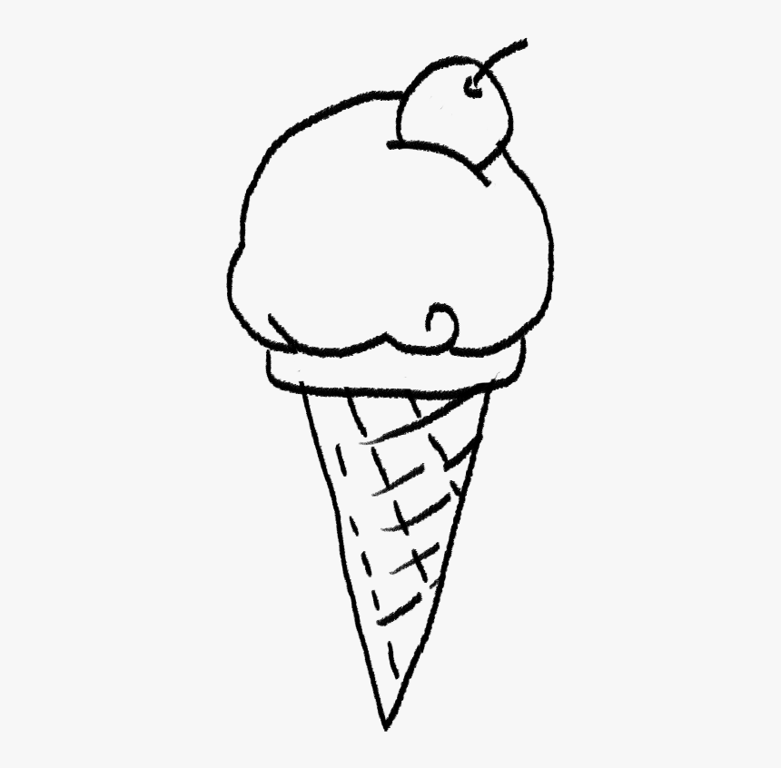 Collection Of Ice Cream Cone Drawing Png High Quality, - Sketch Of Ice Cream Cone, Transparent Png, Free Download