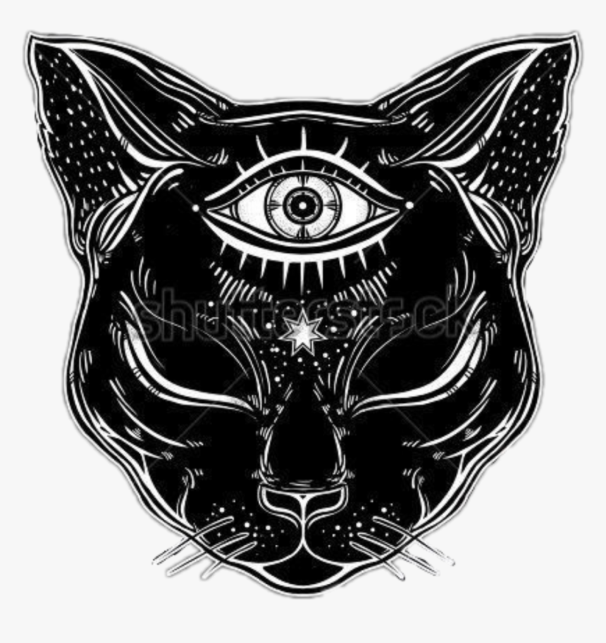 #eye #illuminati #cat #blackcat #blackandwhite #freetoedit - Egyptian Third Eye Art, HD Png Download, Free Download