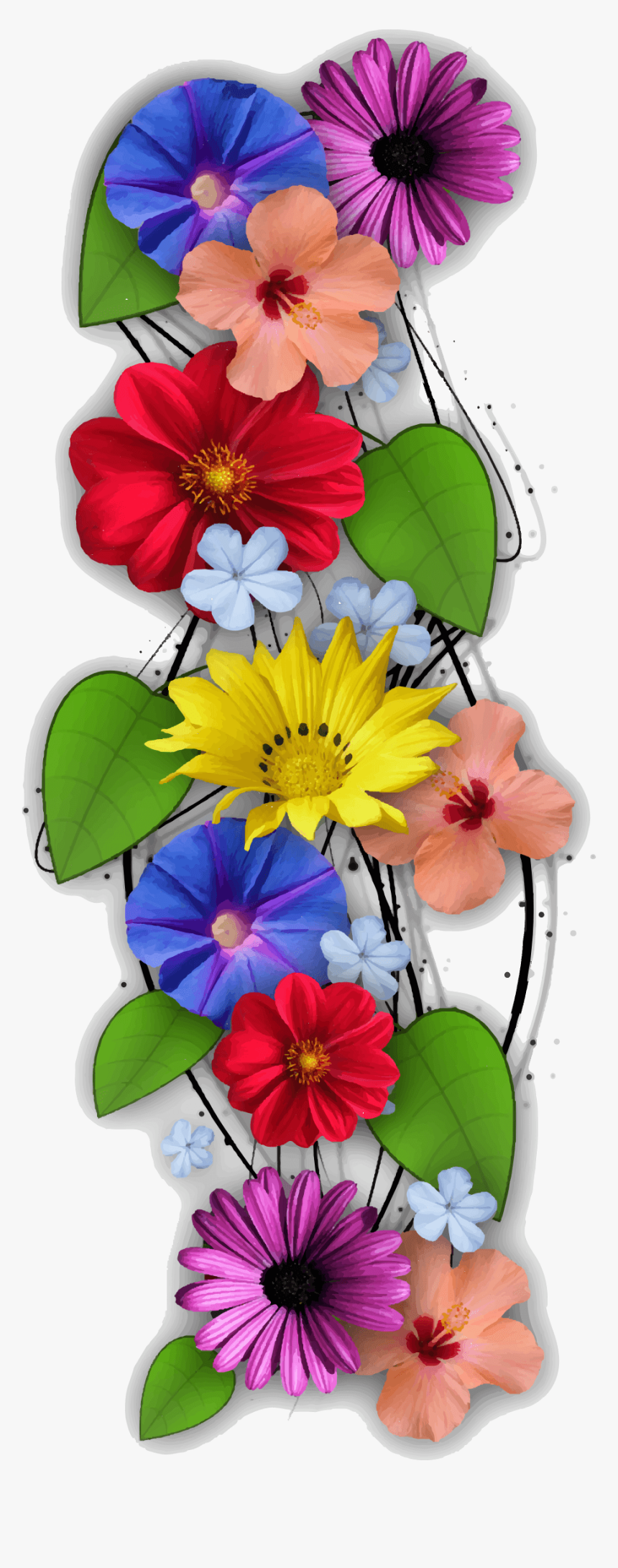 Transparent Horizontal Vine Clipart - Vertical Flowers Png, Png Download, Free Download