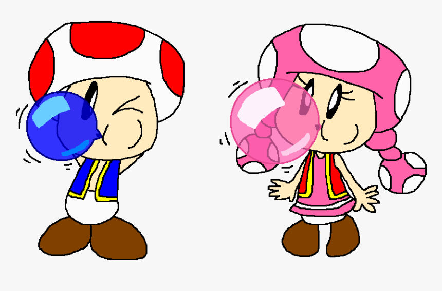 Color Bubble Gum Toad And Toadette By Pokegirlrules - Toad And Toadette Bubblegum, HD Png Download, Free Download