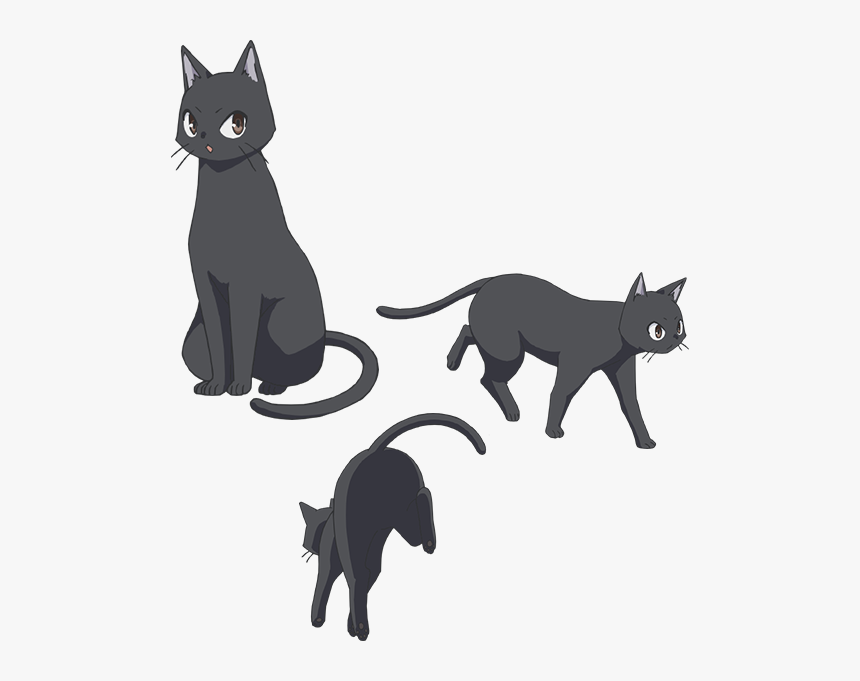 El Anime De Flying Witch Presenta A Los Familiares - Anime Black Cat Animal, HD Png Download, Free Download