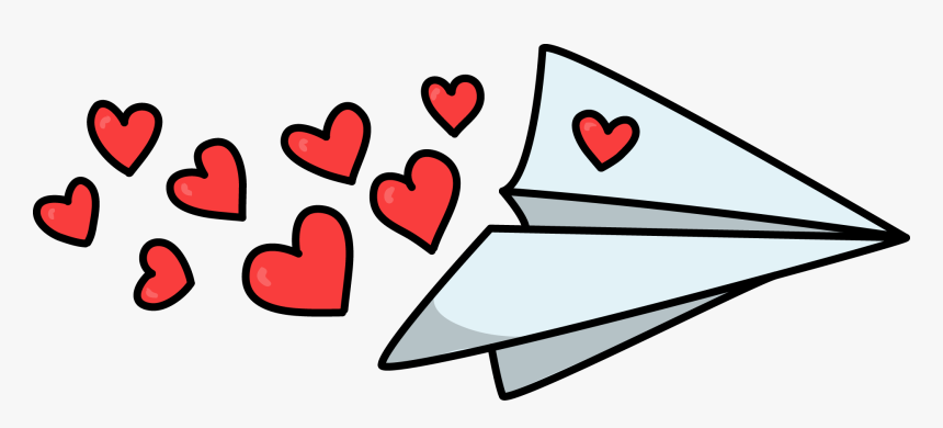 Free Paper Plane With Hearts Love High - Paper Airplane With Hearts, HD Png Download, Free Download