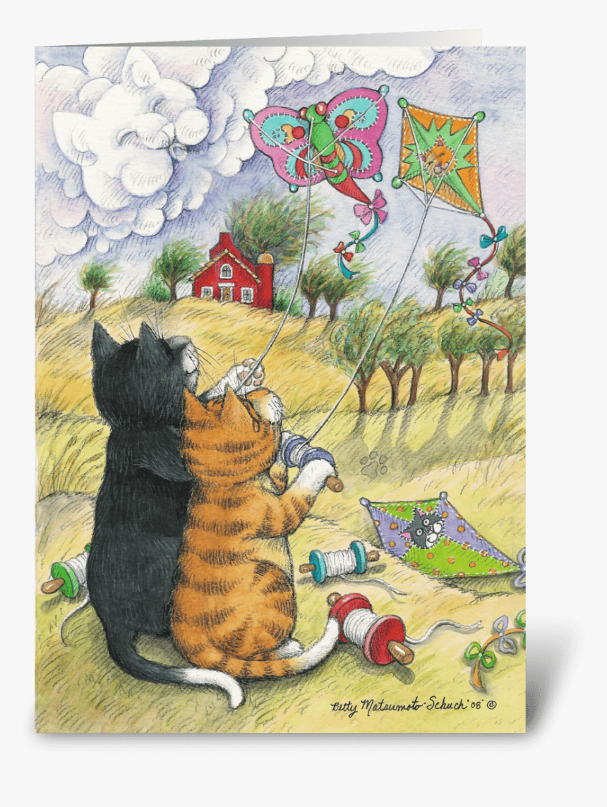 Kite Flying Cats Birthday - Tabby Cat, HD Png Download, Free Download