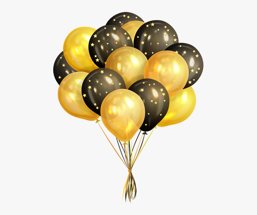 Balloons, Confetti, Celebration, Birthday, Fun - Transparent Background Gold Balloons Png, Png Download, Free Download