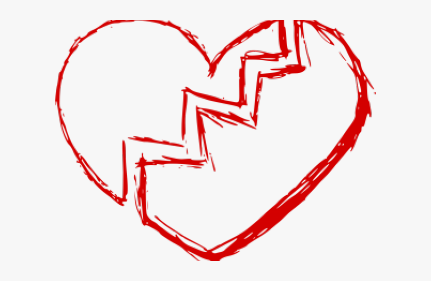 Drawn Broken Heart Line - Broken Heart No Background, HD Png Download, Free Download