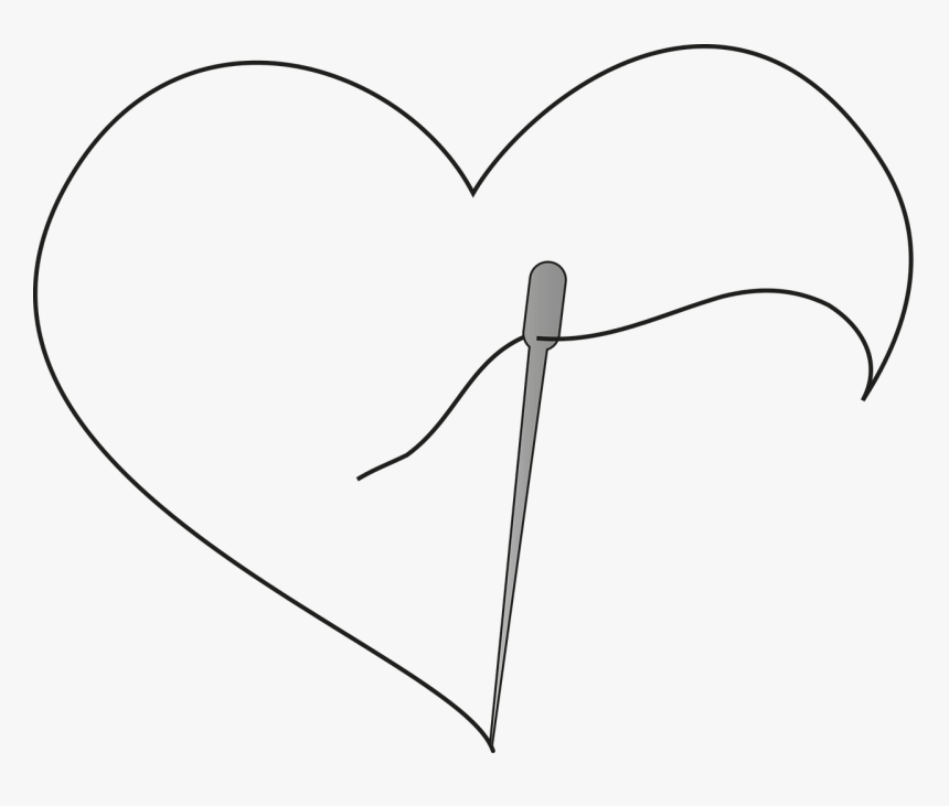 Heart Pin Sew Png Image - Heart With Needle And Thread, Transparent Png, Free Download