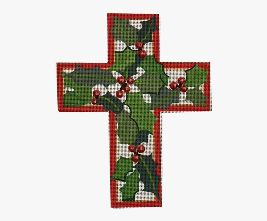 Cross, Christmas Holly - Cross-stitch, HD Png Download, Free Download