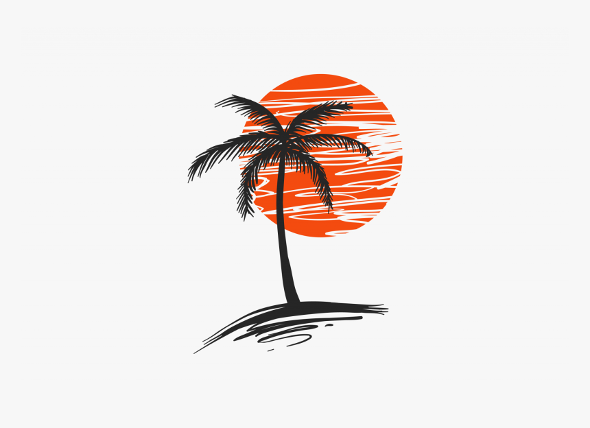 Transparent Sunset - Palm Tree Graphic Design, HD Png Download, Free Download