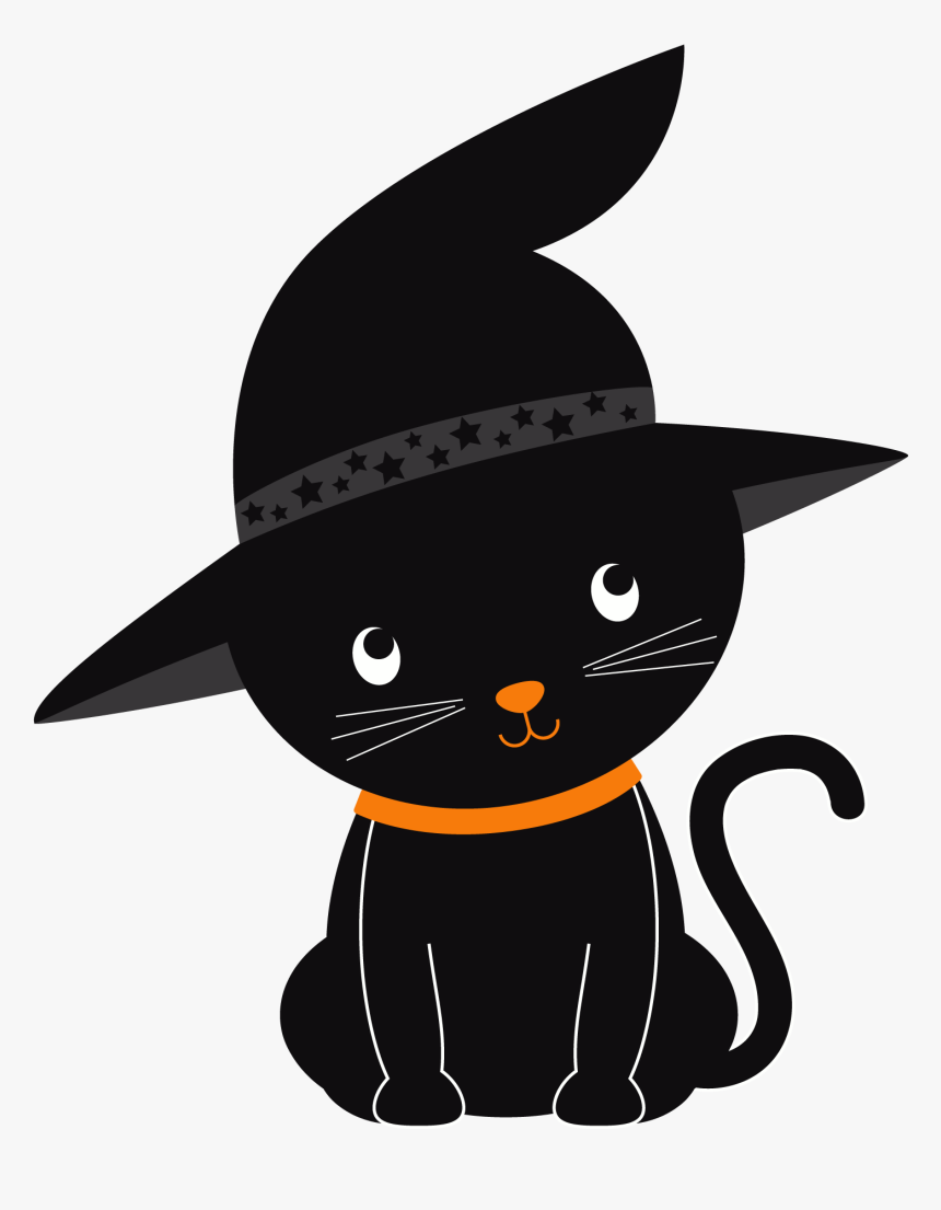 Halloween Black Cat Png Image Background - Cute Halloween Clipart, Transparent Png, Free Download