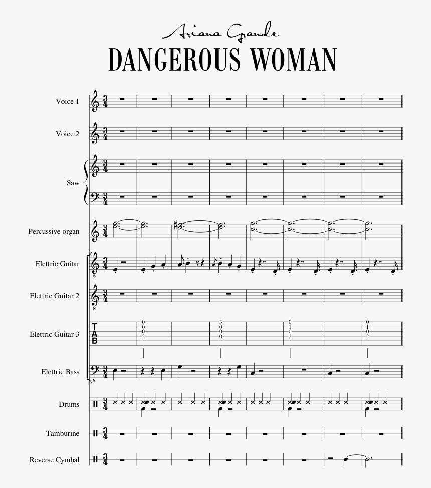 Dangerous Woman Notes Piano, HD Png Download, Free Download