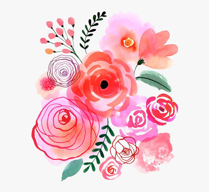 Watercolor Flower Bouquet , Transparent Cartoons - Transparent Background Watercolor Flowers Clipart, HD Png Download, Free Download