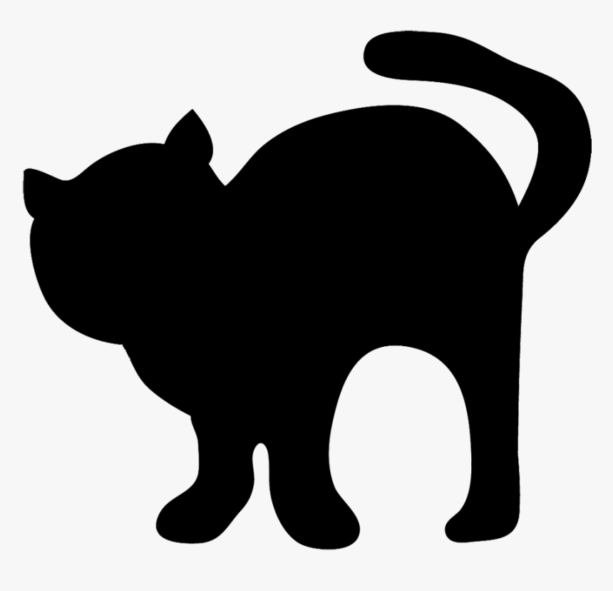 Black Silhouette Of Cat - Drawing, HD Png Download, Free Download