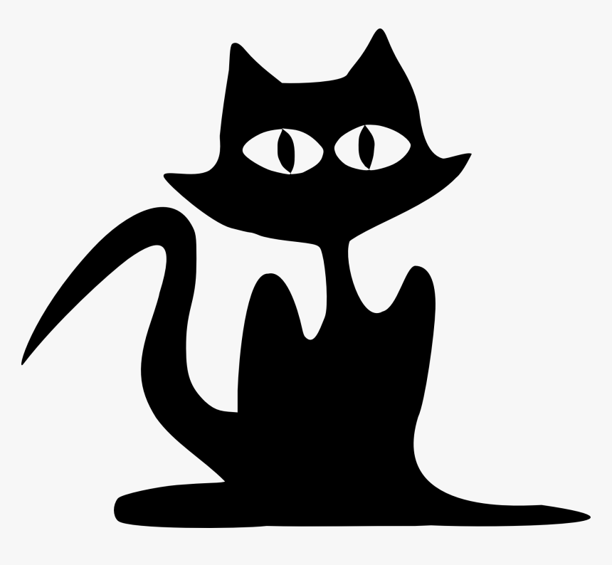 Black Cat Halloween Kitten Clip Art - Cat Silhouette, HD Png Download, Free Download