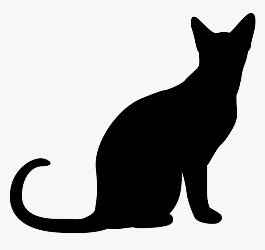 Black Cat Clipart Black Kitten - Sitting Cat Silhouette, HD Png Download, Free Download