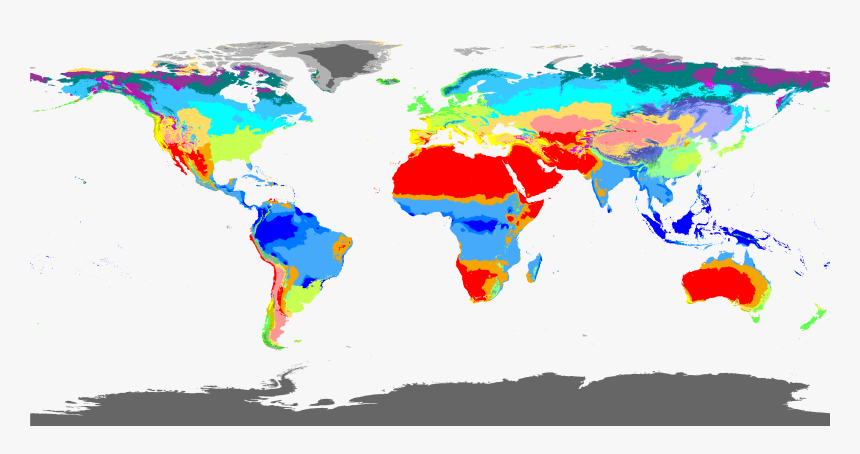 Köppen-geiger Climate Classification Map No Borders - World Map Blank Equirectangular, HD Png Download, Free Download