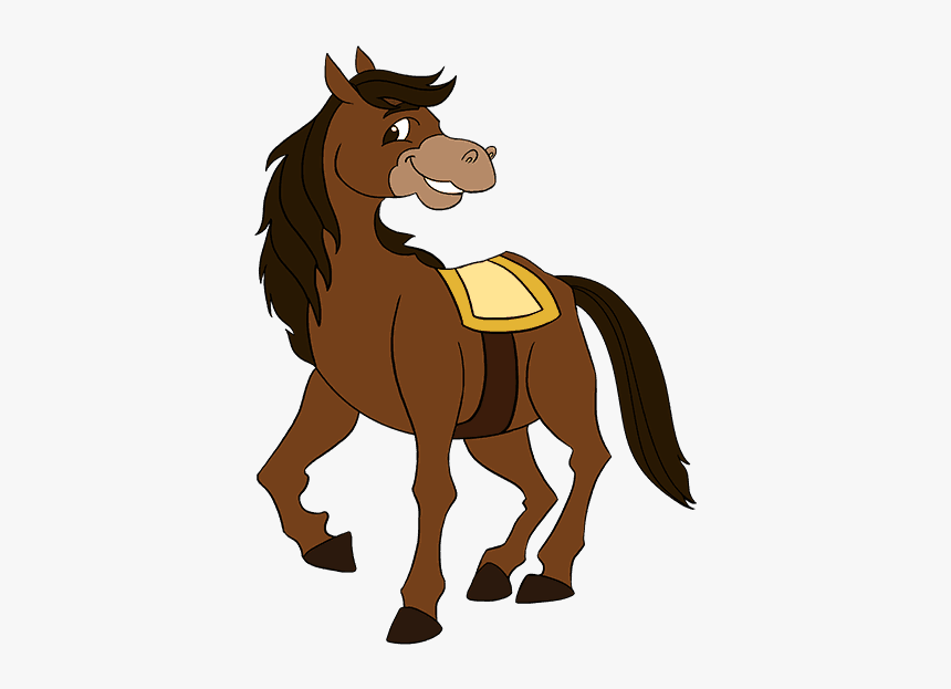 How To Draw A Cartoon Horse Easy Drawing Guides - Cartoon Horse With Saddle, HD Png Download, Free Download