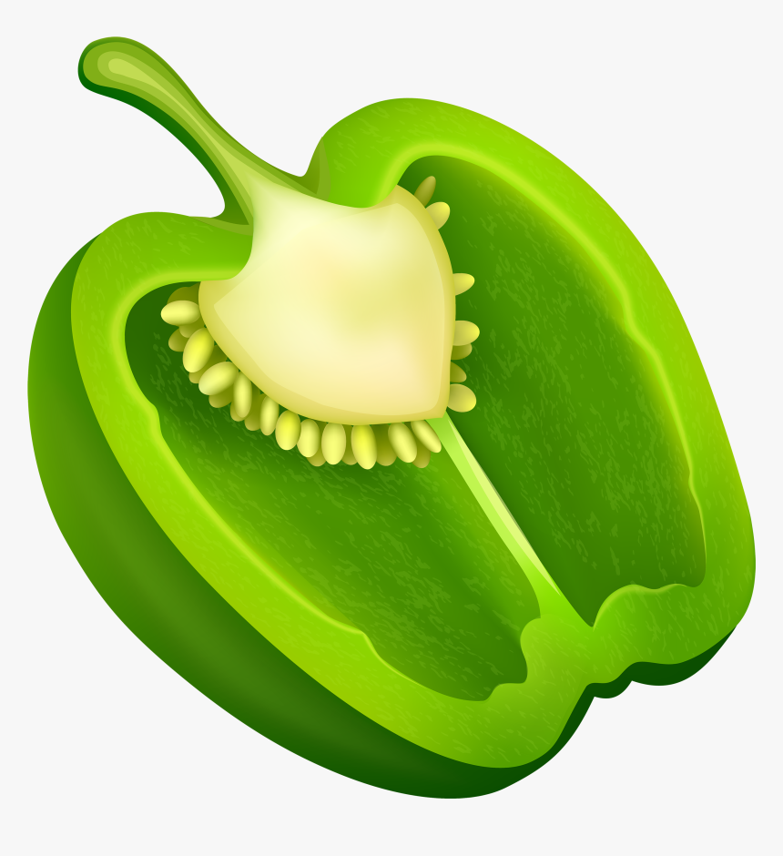 Half Green Pepper Png Clipart - Green Bell Pepper Clipart, Transparent Png, Free Download