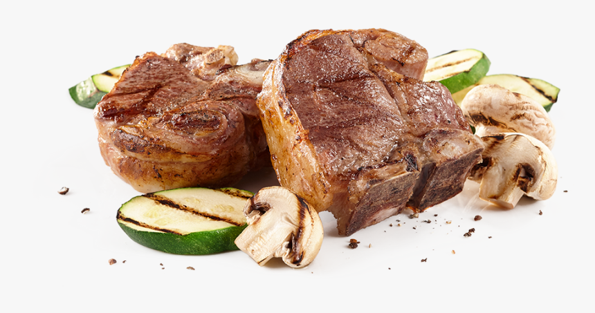 Grilled Lamb Chops With Garlic, Mushrooms And Zucchini - Beef Tenderloin, HD Png Download, Free Download