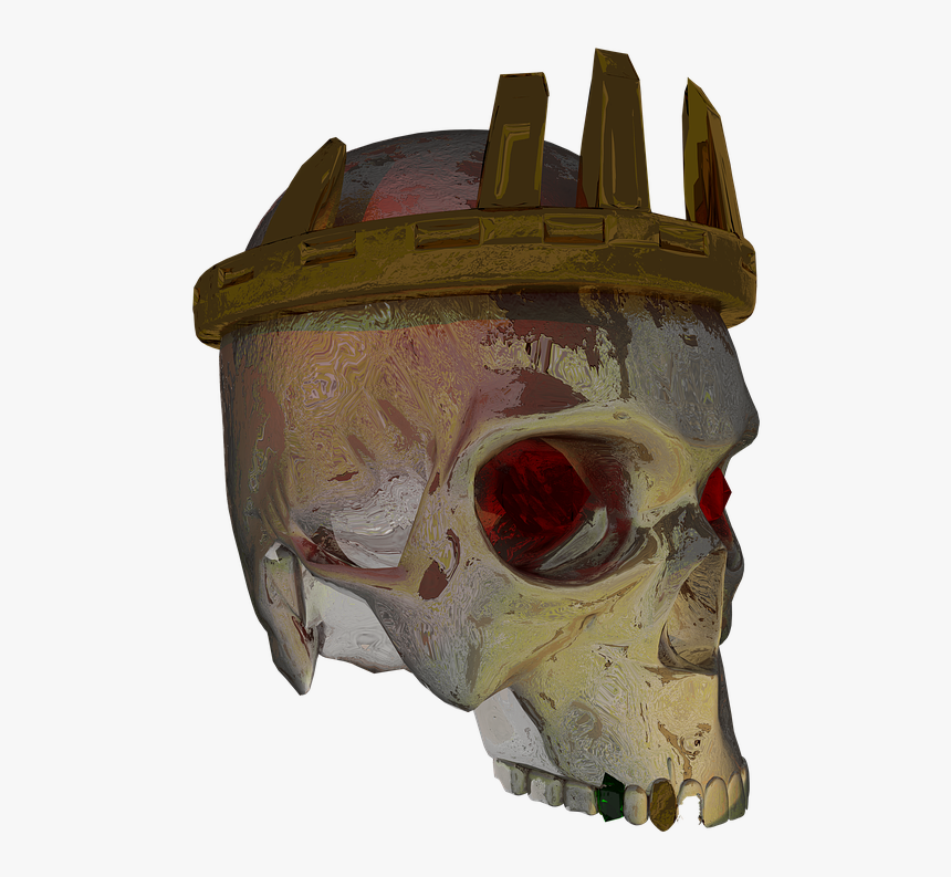 Skull, Crown, King, Gold, Metal, Treasure, Head, Cursed - Skull, HD Png Download, Free Download